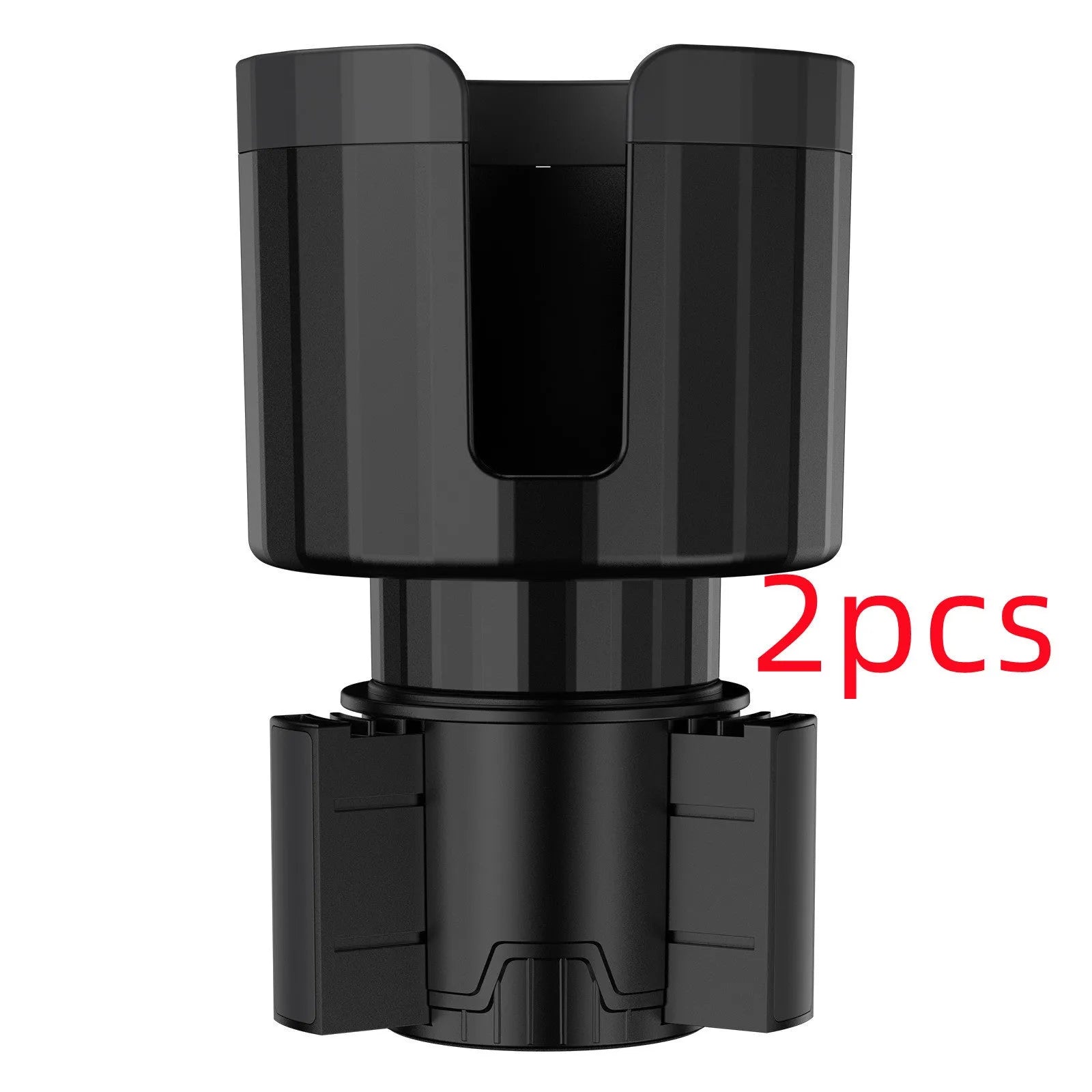 Matte black car cup holder expander with adjustable base for oversized bottles up to 12cm diameter