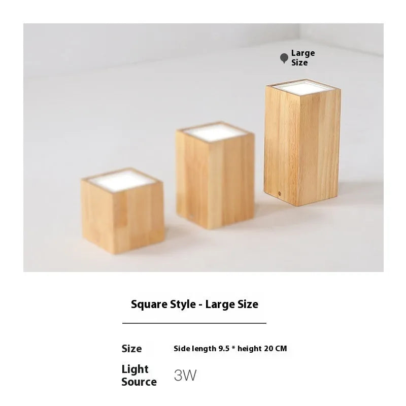 Solid wood surface mounted downlight in wood colour with round or square design options for corridor lighting