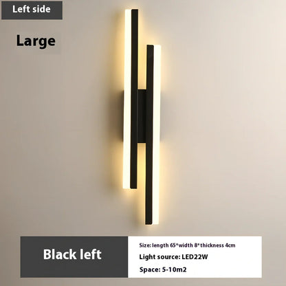 Scandinavian minimalist LED indoor wall light in 50cm black finish with tricolour acrylic shade, 220V powered for home use
