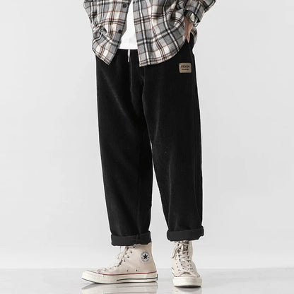 Men's corduroy loose straight trousers in multiple colour options for autumn winter casual wear