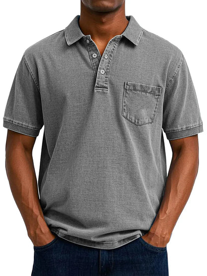 Men's printed short sleeve shirt in Korean cardigan style with slim fit and multiple colour options