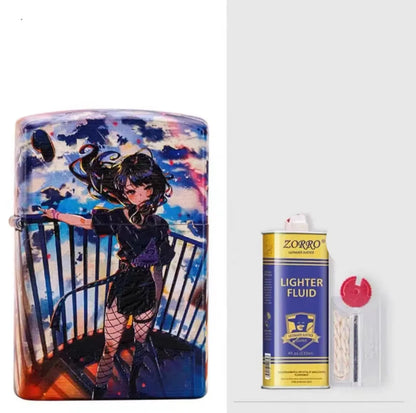 Windproof kerosene lighter with grinding wheel, steel liner, and pure copper case.