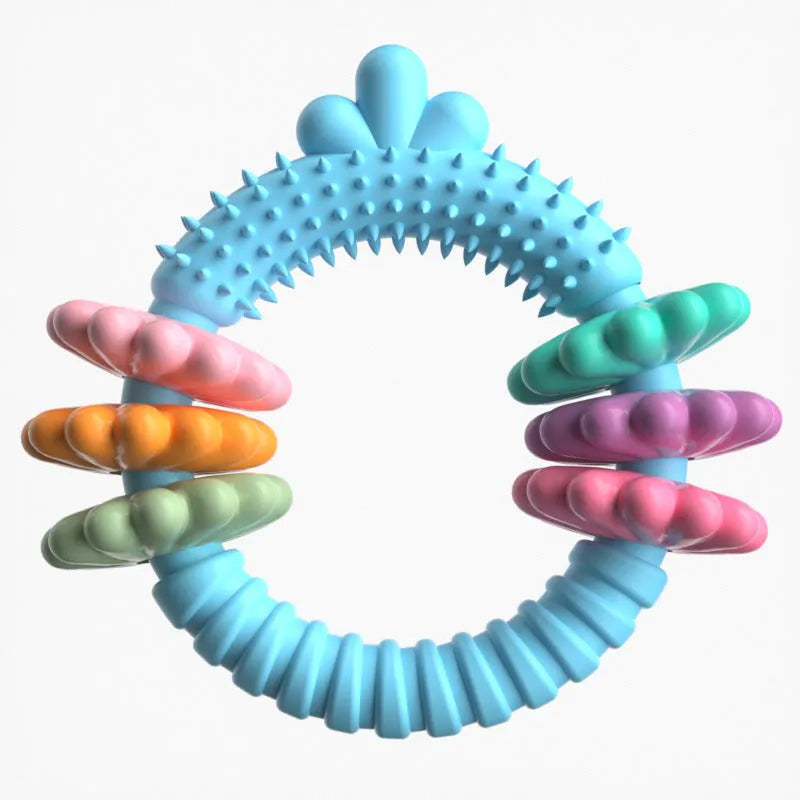 Blue TPR dog chew toy shaped like a molar stick for small dogs teeth cleaning