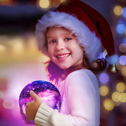 3D printed moon lamp showing lunar crater details with remote control for 16 colour options