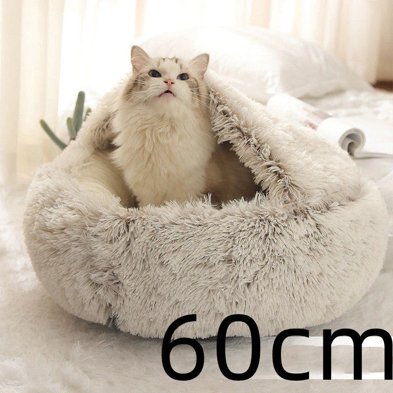 Cozy pet bed with plush and warm fabric for cats and dogs