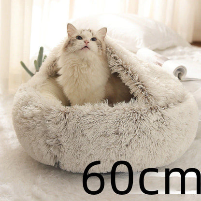 Cozy pet bed with plush and warm fabric for cats and dogs