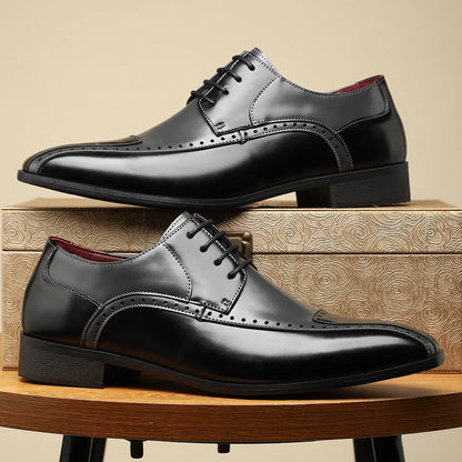 Men's low top leather shoes in black, green, or purple with artificial PU upper and EVA sole