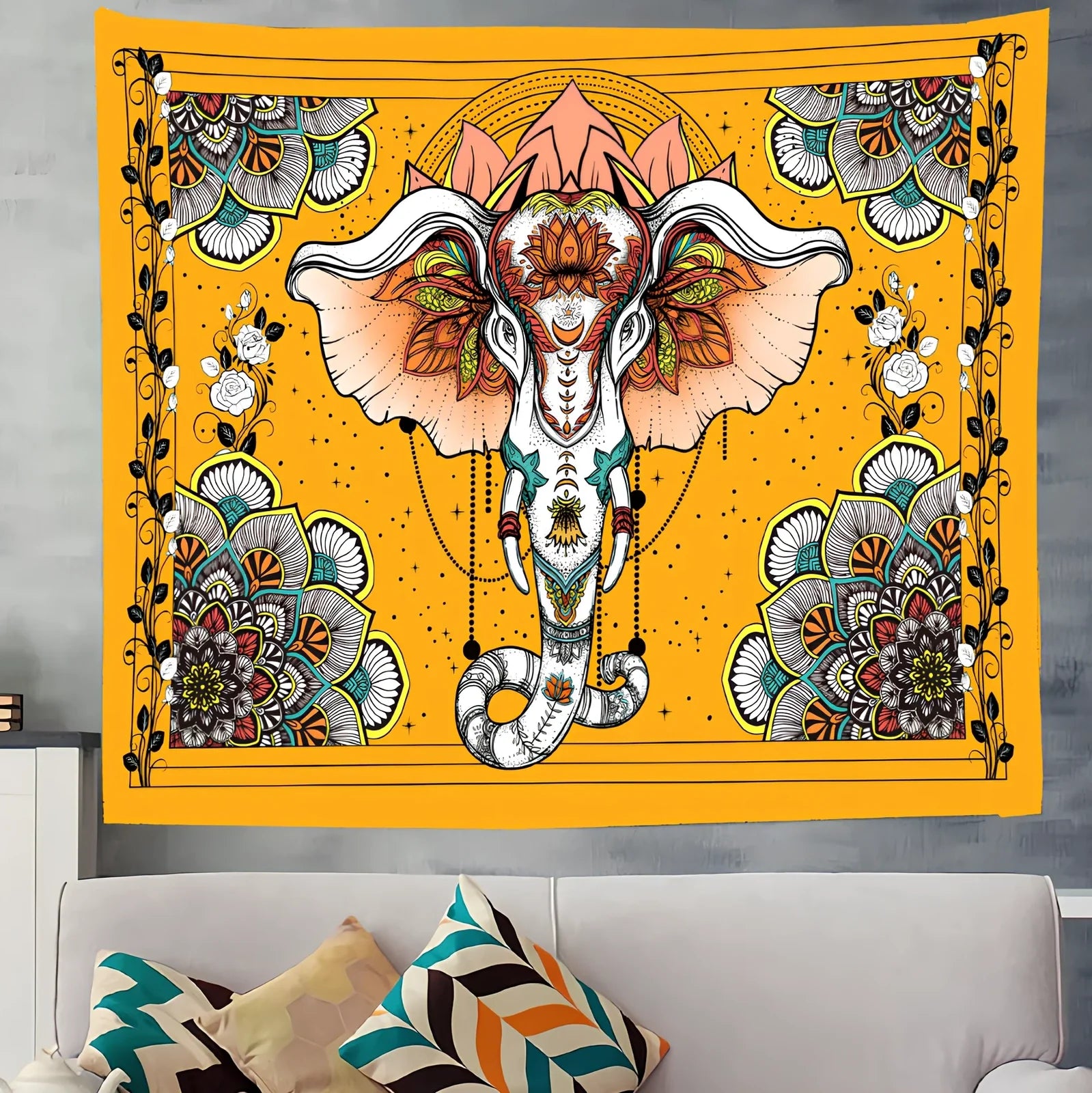 Digital printing wall tapestry in brushed finish showing colour option SM-XY327 at 150x130cm dimensions