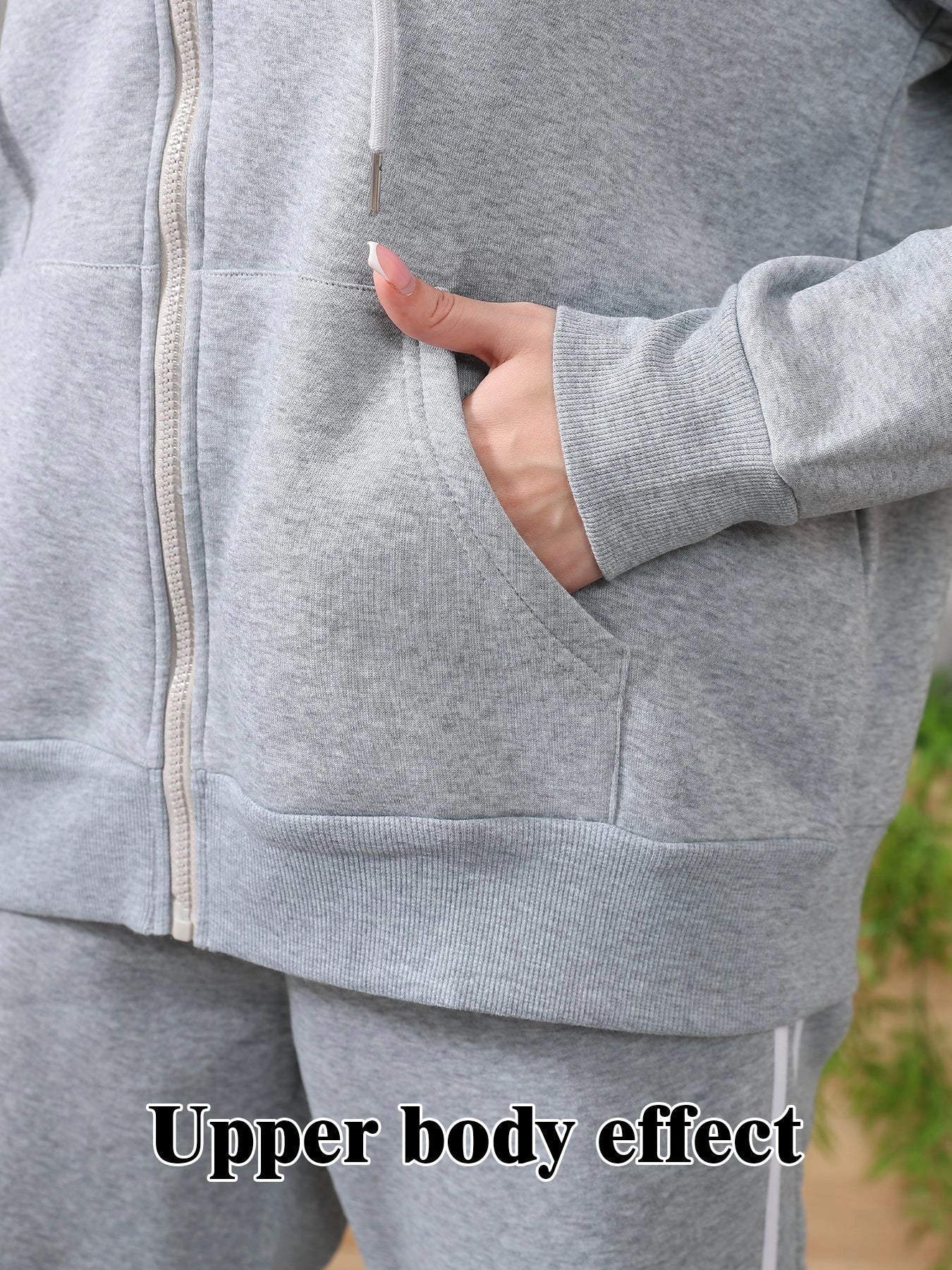Cozy and comfortable women's hooded sweatshirt set in black and gray colors