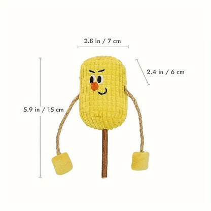Polio wood corn cob shaped cat toy with catnip for dental cleaning.