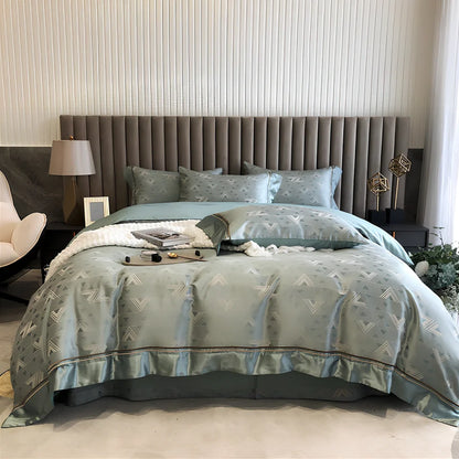 Pure cotton duvet cover set with geometric pattern in reactive dye colours for 1.8m bed