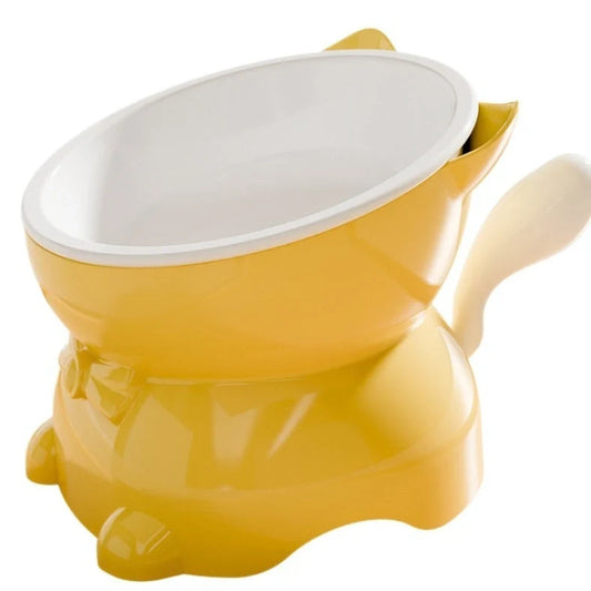 Stainless steel cat bowl with 15-degree tilt angle on non-slip silicone base