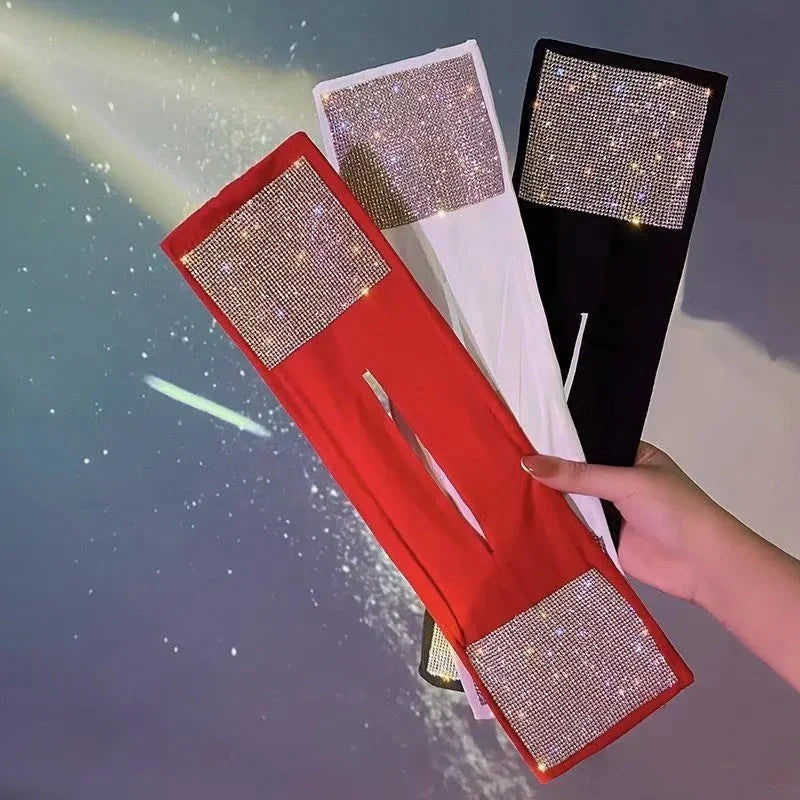 Korean style bowknot hairband with rhinestone accents in black, white, and red