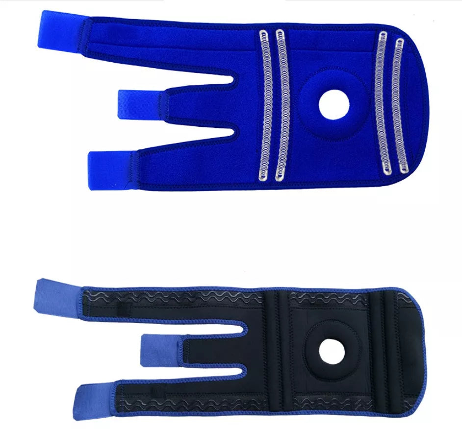 Non-slip silicone knee pads in rose red, black, and royal blue for sports and mountaineering