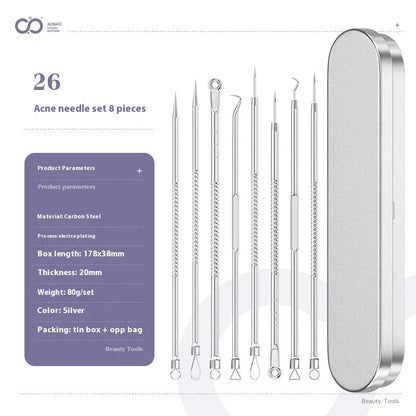 4-piece silver metal acne needle set for blackhead extraction with ultra fine pointed tips