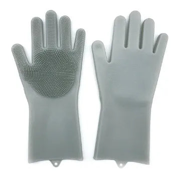 FDA food grade silicone kitchen cleaning gloves with orange colour and 357mm length