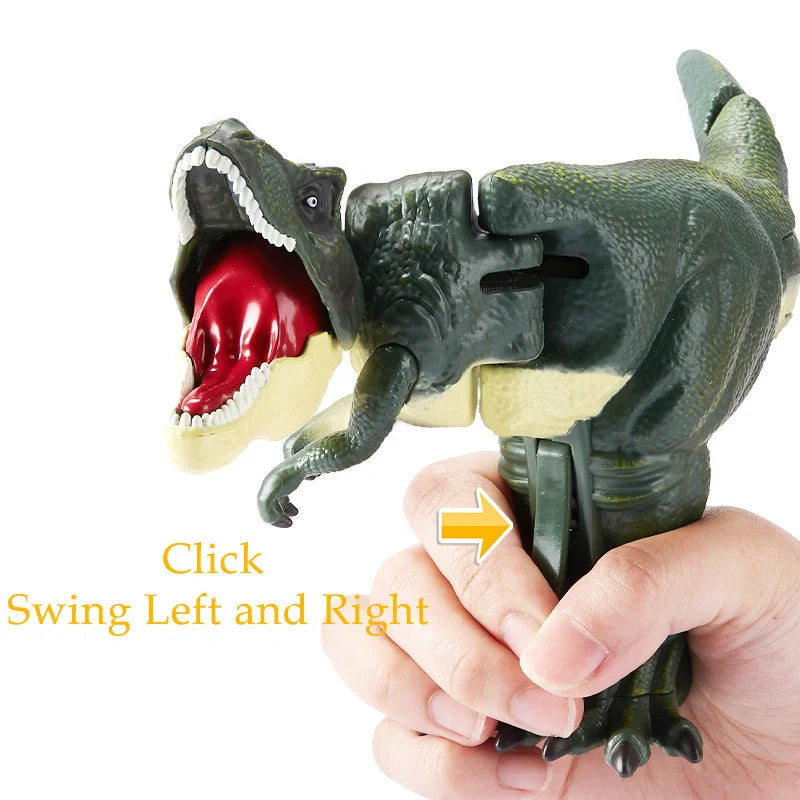 Battery-free telescopic spring swing dinosaur toy for kids, green color, educational fun