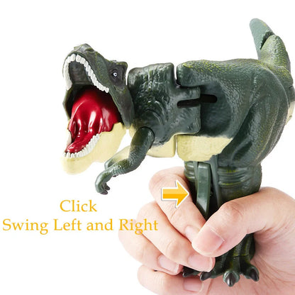 Battery-free telescopic spring swing dinosaur toy for kids, green color, educational fun