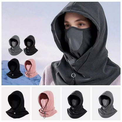 Premium fleece face mask and neck warmer with 360-degree coverage, adjustable drawstring, and versatile design for winter outdoor activities