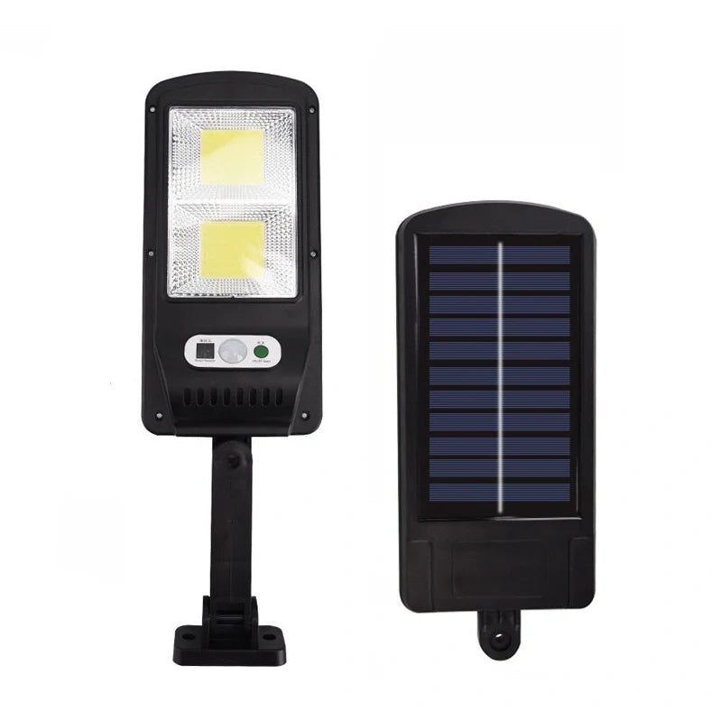 Black solar street light with infrared motion sensor, 370mm length, for outdoor garden and pathway illumination