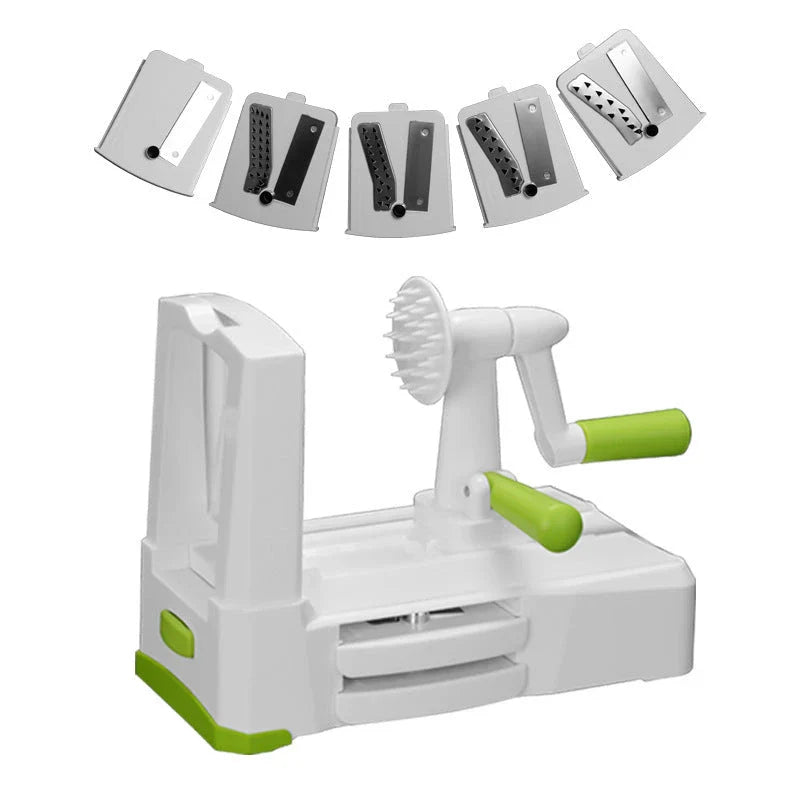 Versatile kitchen vegetable cutter with interchangeable stainless steel blades for effortless slicing, dicing, and shredding of produce