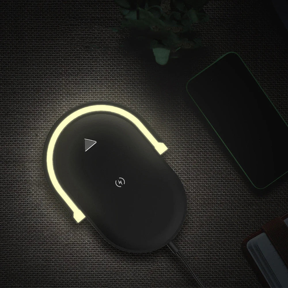 Foldable wireless charger with adjustable LED night light and 15W fast charging