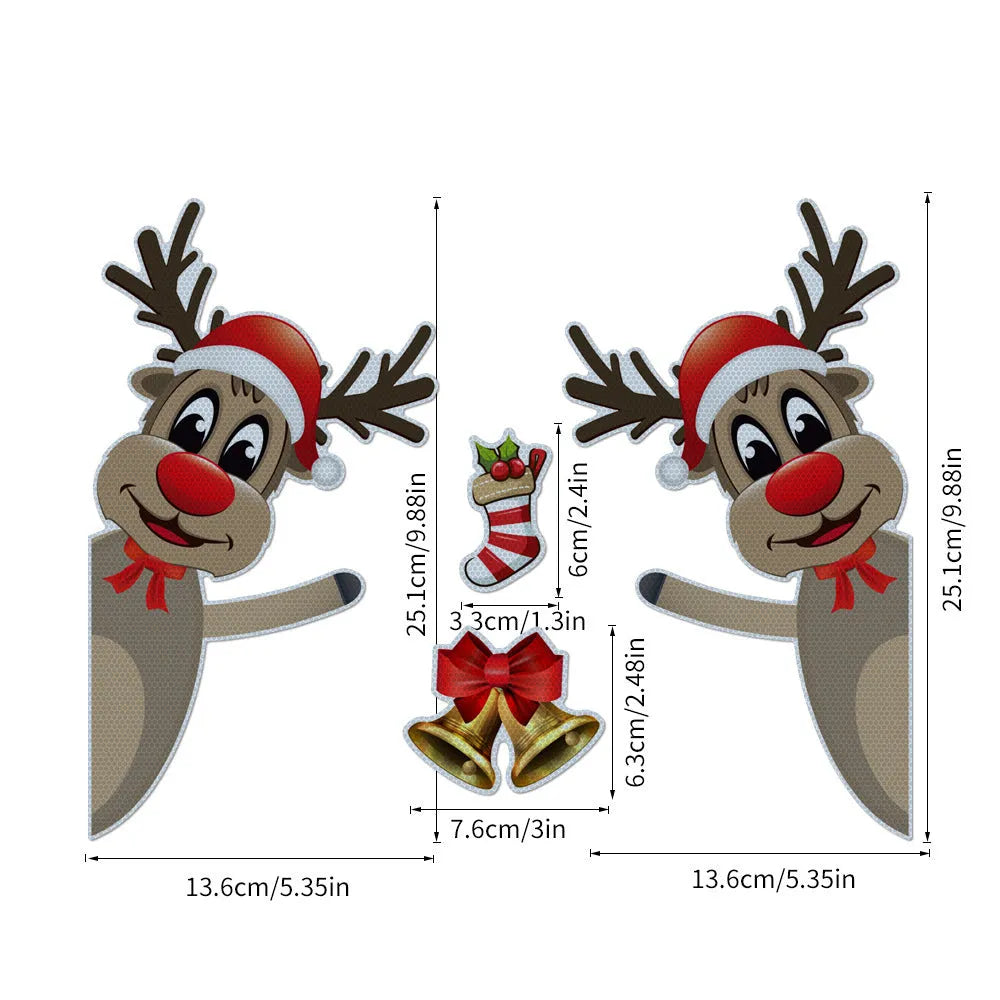 Christmas elk bell cartoon magnetic bumper sticker with luminous reflective design