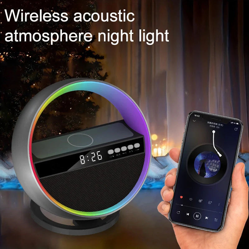 2024 Multifunction RGB Night Light with Wireless Charger and Bluetooth Speaker in white