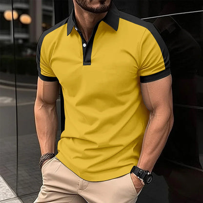 Men's short-sleeve casual polo shirts in a variety of vibrant colors and sizes