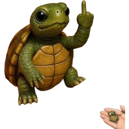 Mini resin animal doll with middle finger gesture, 6-7cm tall, in cat, dog, elephant, frog, Highland cattle, mouse, or turtle design