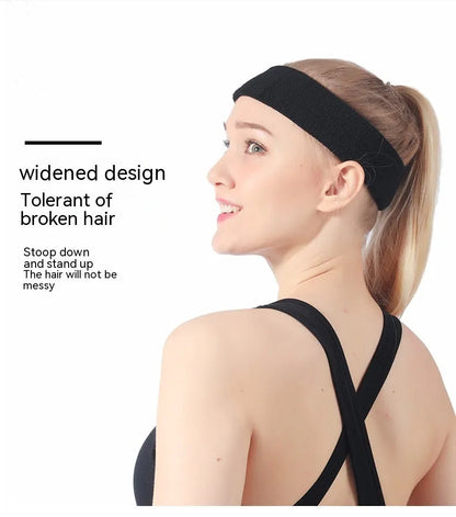 Solid colour elastic widening sports sweatband for fitness and running.
