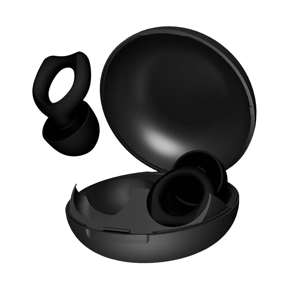 A pair of silicone soundproof earplugs in one of five colours: black, blue, green, purple, or white.