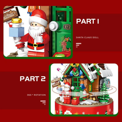 DIY LED shining music box Christmas tree ornaments for kids with over 502 building blocks