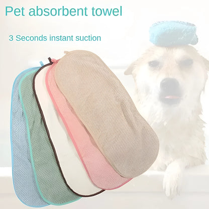 Pet super absorbent towel, 60 x 25 cm, pocket style scrub gloves for cats and dogs, in Beige Blue Green Pink White