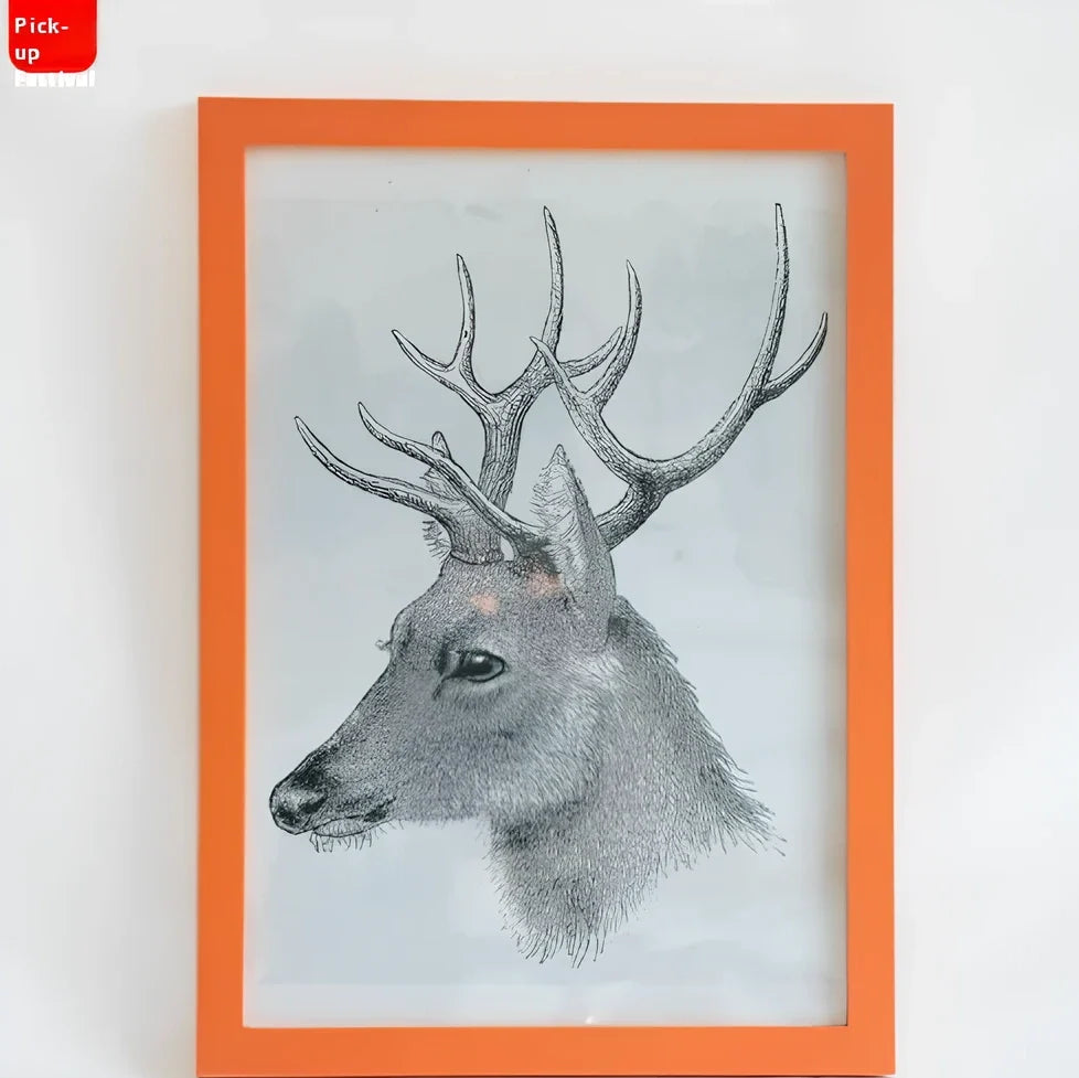 Rectangular solid wood photo frame with baking paint finish showing colour options and size variations