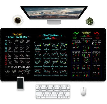 Game-themed printed rubber mouse pad on a desk, showing non-slip base and graphic design.