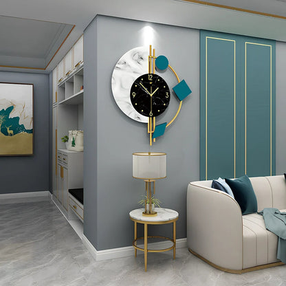 Rectangular metal quartz wall clock measuring 48cm wide by 56cm high with silent movement