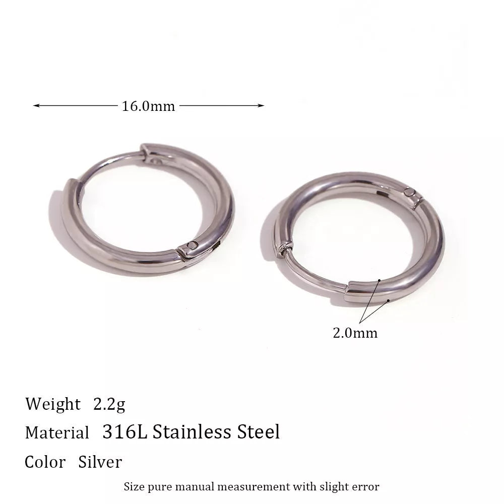 Stainless steel plated 18K ear hoop jewelry for women in golden and silver finishes
