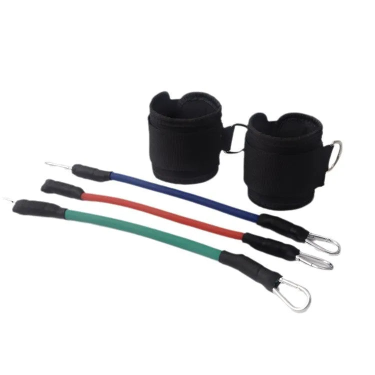 Black pull rope set for Taekwondo leg strength training with adjustable resistance