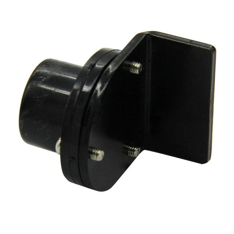 Black plastic flange level tower ruler with 28x32mm dimensions and integrated level indicator