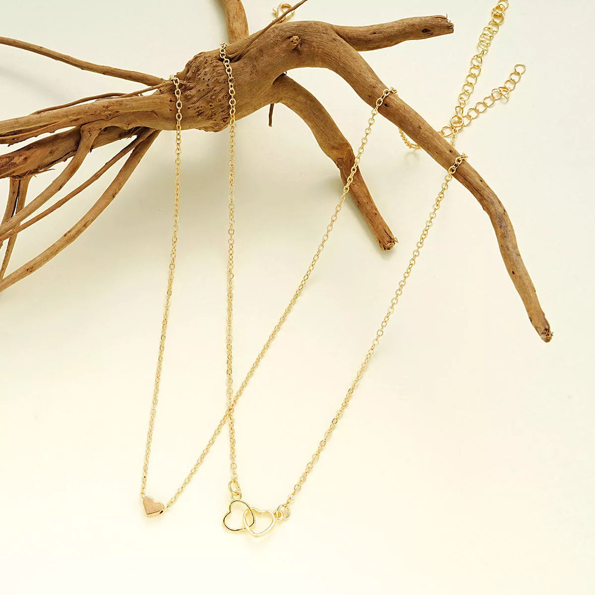 Hollow Cross Heart Pendant Double-layer Necklace in gold for women