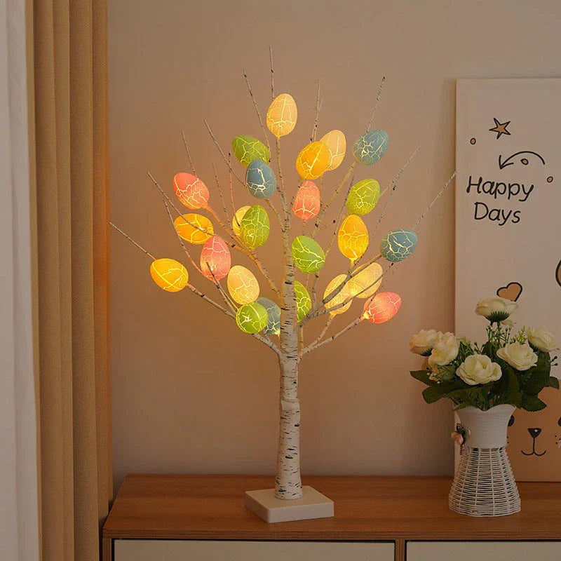 LED Easter birch tree with warm white lights, adjustable branches, and a realistic black-and-white pattern for festive home decor
