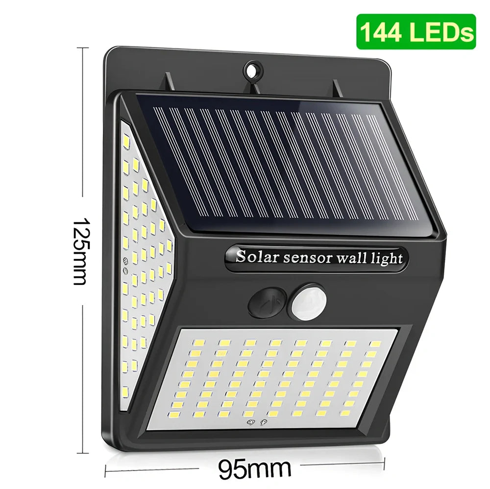 Solar sensor light in black ABS plastic with 20 LEDs and infrared motion detection, package 130x102x55mm