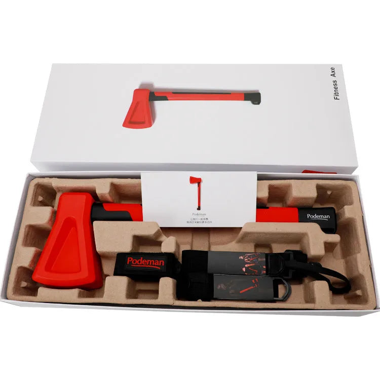 Red plastic fitness axe measuring 45cm length for home strength training equipment