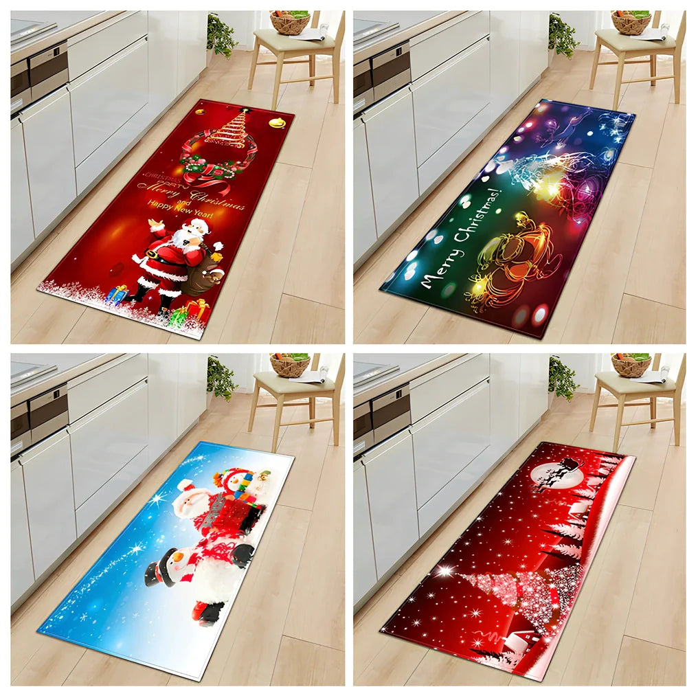 Polyester bathroom entrance mat with machine-woven cartoon pattern in multicolour design