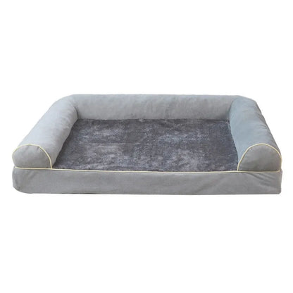 Square grey dog bed with 19cm thick breathable sponge and removable cloth cover for orthopaedic support