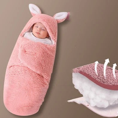 Baby Hold newborn swaddle sleeping bag with lamb wool fabric in blue colour option