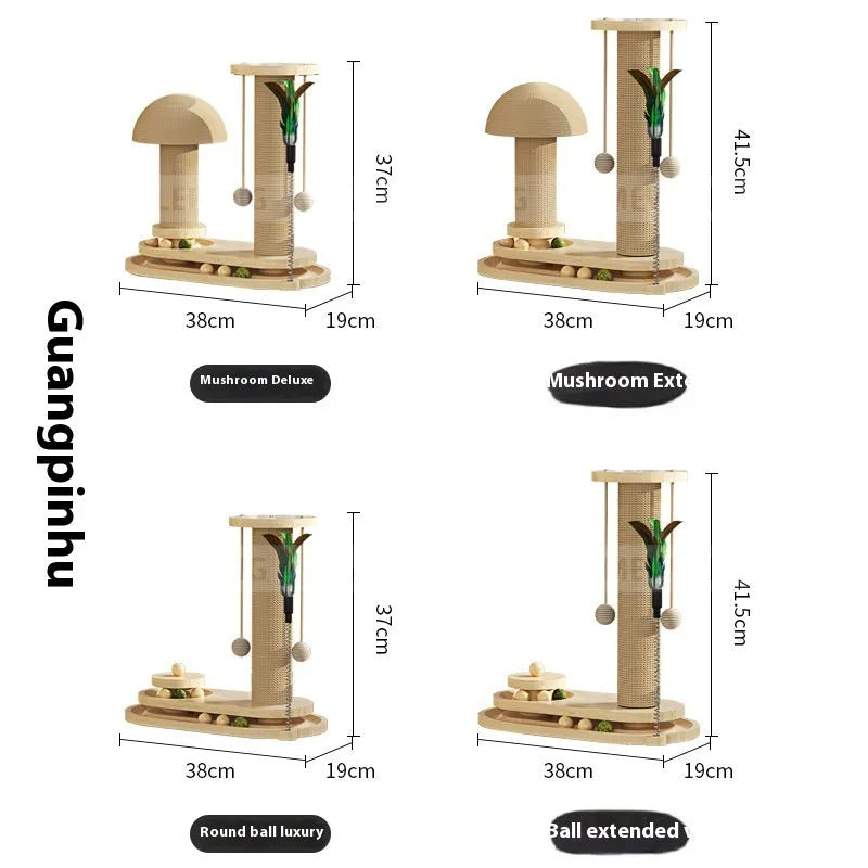 Solid wood cat scratching post with turntable base, 50cm tall with 30cm diameter