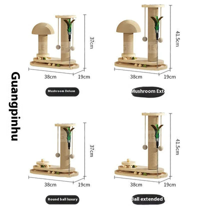 Solid wood cat scratching post with turntable base, 50cm tall with 30cm diameter