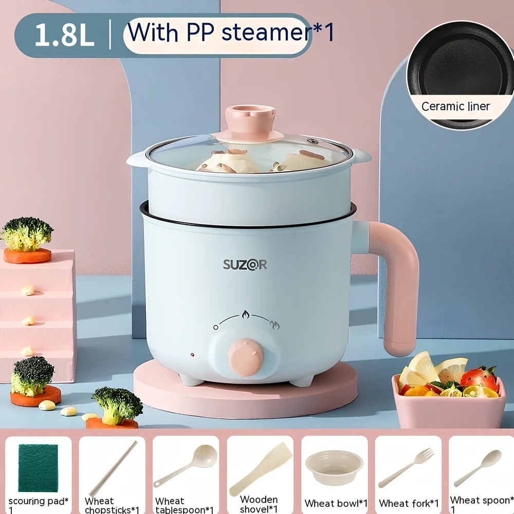 1.8L electric cooker with stainless steel exterior and ceramic crystal inner liner, knob controls